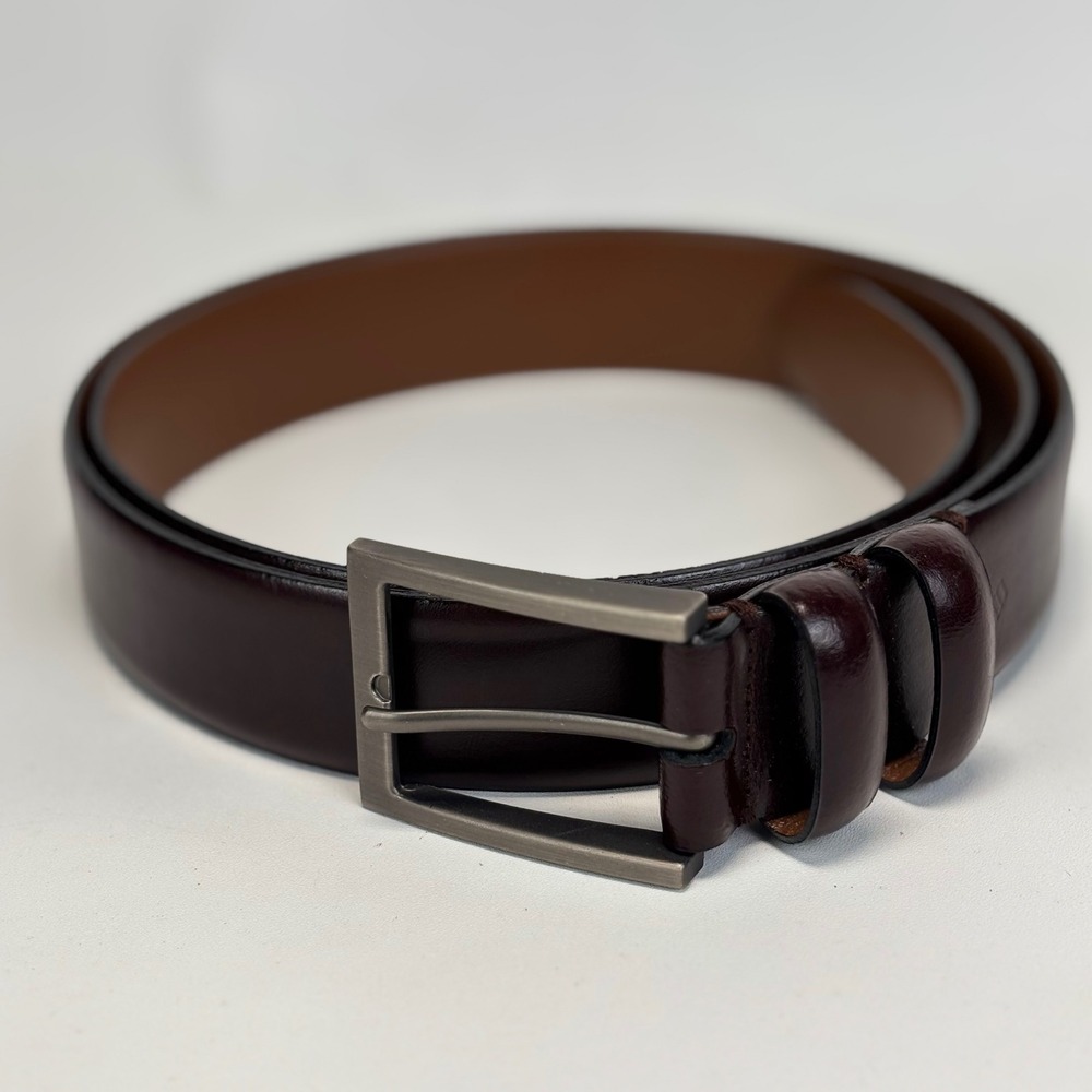 Joseph Abboud Leather Dress Belt Mens 42 Burgundy Mahogany Italian Handcrafted